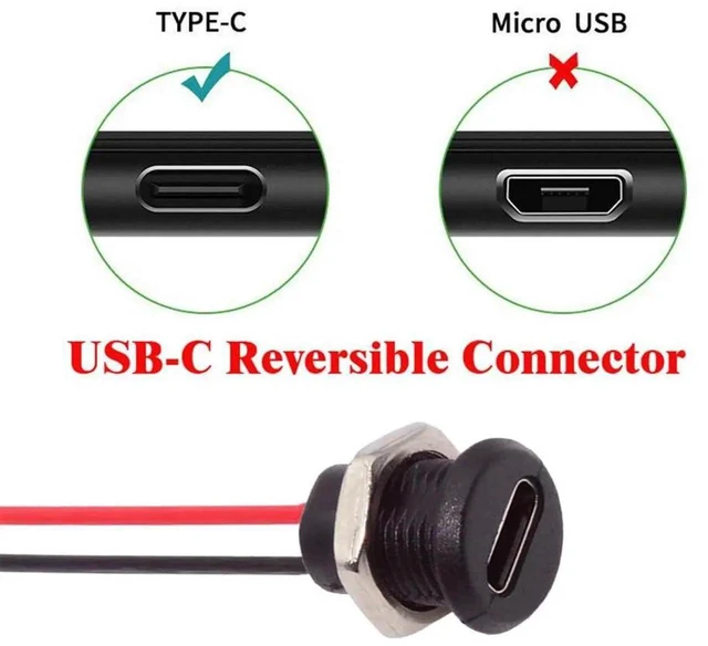 Alt view image 4 of 7 - AJMRTC 5Pcs/Set DIY OEM TypeC Female Socket to 2Pin 2.0mm Pitch Header Cable, PanelMount USBC Female to 2Pin Connector DC 5V Power Supply Cable for Custom Project Circuit Board Wiring