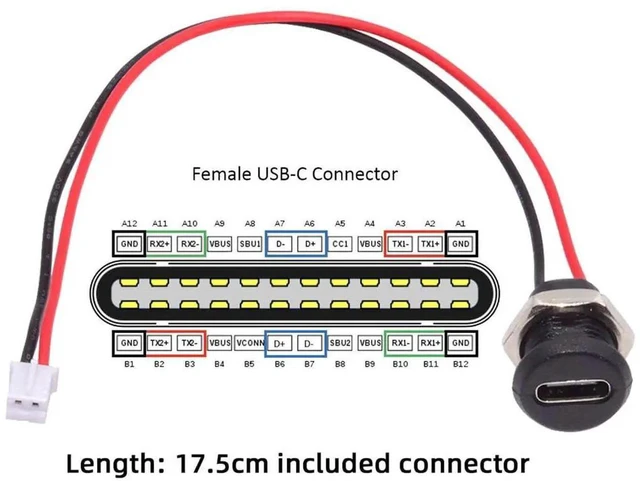 Alt view image 2 of 7 - AJMRTC 5Pcs/Set DIY OEM TypeC Female Socket to 2Pin 2.0mm Pitch Header Cable, PanelMount USBC Female to 2Pin Connector DC 5V Power Supply Cable for Custom Project Circuit Board Wiring