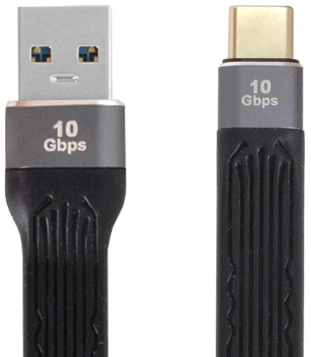 Main image of AJMRTC Ultra Flat Slim FPC USB 3.1 Gen2 10Gbps TypeC Male Host to USB3.0 TypeA Male Data Cable, Flexible LowProfile Ribbon Cord for Laptop, Smartphone, Disk and NarrowSpace Internal Wiring