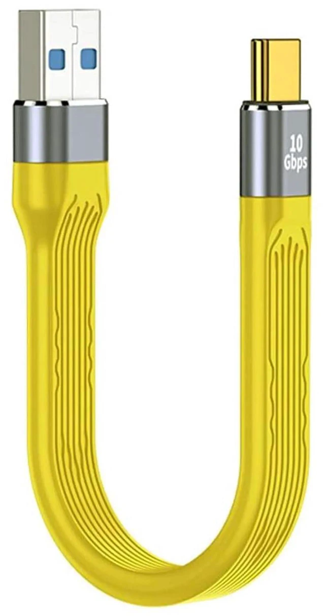 Alt view image 6 of 7 - AJMRTC Yellow Ultra Flat Slim FPC USB3.1 Gen2 10Gbps TypeC Male to USB3.0 TypeA Male Data Cable, LowProfile Ribbon Cord for Laptop, Smartphone, External Disk and NarrowSpace DIY Wiring Projects