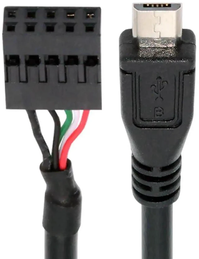 Main image of AJMRTC 50cm USB 2.0 9Pin /10Pin Motherboard Header to Micro USB 5Pin Male Data Cable, 480Mbps Internal Chassis Wiring Harness for Mini Monitor, Sensor Panel, Camera and DIY Electronic Projects