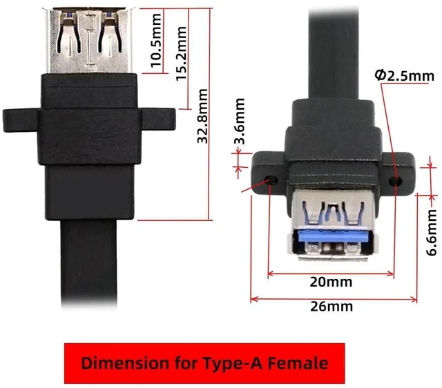 Alt view image 2 of 7 - AJMRTC 50cm Ultra Flat Slim Dual Port USB 3.0 Female TypeA Panel Mount Cable, Dual USBA Panel Type to Motherboard 20Pin 19Pin Internal Header Cord for PC Case Front Panel, Desktop Motherboard Intern