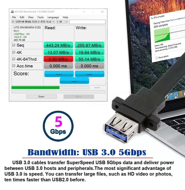 Alt view image 5 of 7 - AJMRTC 50cm Ultra Flat Slim Dual Port USB 3.0 Female TypeA Panel Mount Cable, Dual USBA Panel Type to Motherboard 20Pin 19Pin Internal Header Cord for PC Case Front Panel, Desktop Motherboard Intern