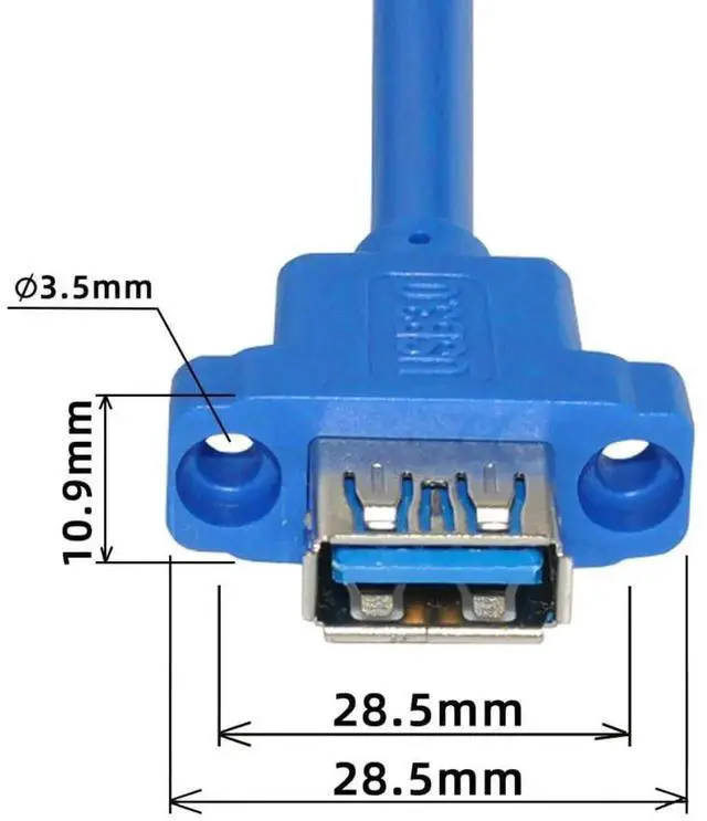 Alt view image 3 of 7 - AJMRTC 50cm DualPort USB 3.0 TypeA Female Panel Mount Cable, Dual USBA PanelType to Motherboard 19Pin 20Pin Internal Header Cord for Desktop PC Case FrontPanel Port Expansion