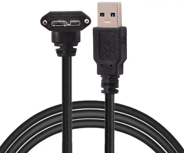 Main image of AJMRTC 1.2M 90 Degree Up Angled Micro USB Screw Mount to USB 3.0 Data Cable, Lockable MicroUSB ScrewLock Connector Cord for Industrial Camera, Machine Vision Equipment Data Transmission