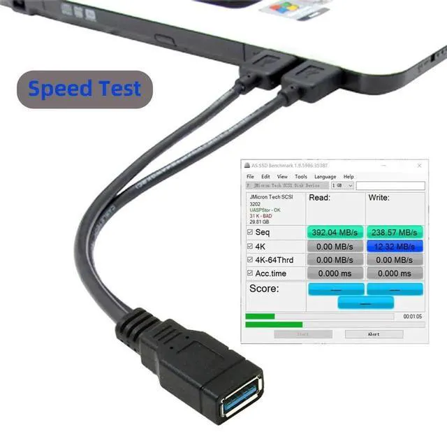 Alt view image 5 of 7 - AJMRTC Black USB 3.0 Female to Dual USB Male YSplitter Extension Cable, Extra Power Supplement Data Y Cord for 2.5Inch Portable External Mobile Hard Disk, Solve Insufficient USB Power Supply Issue