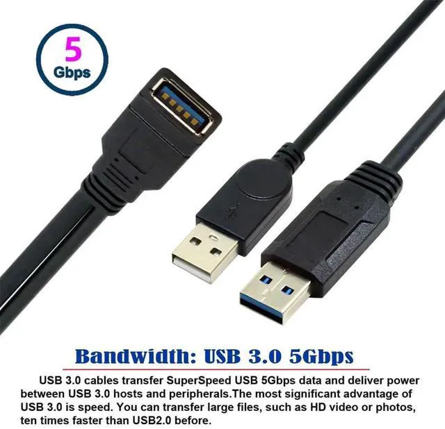 Alt view image 7 of 7 - AJMRTC Black USB 3.0 Female to Dual USB Male YSplitter Extension Cable, Extra Power Supplement Data Y Cord for 2.5Inch Portable External Mobile Hard Disk, Solve Insufficient USB Power Supply Issue