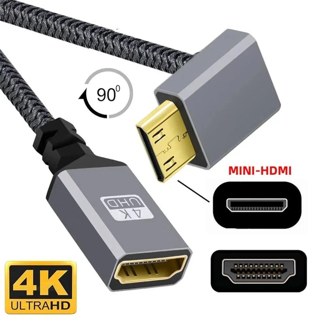 Alt view image 6 of 7 - AJMRTC 90 Degree Up Angled 4K TypeC & Mini HDMI 1.4 Male to HDMI Female Extension Cable, Right Angle Video Adapter Cord for DV, MP4 Camera, Digital Camera DC, Laptop, Camcorder Display Connection
