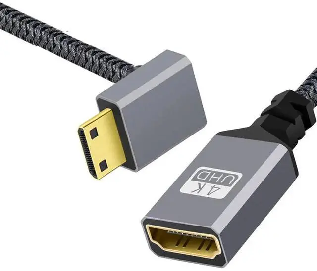 Main image of AJMRTC 90 Degree Down Angled 4K TypeC & Mini HDMI 1.4 Male to HDMI Female Extension Cable, Downward Angle Video Adapter Cord for DV, MP4 Camera, DC Digital Camera, Laptop Camcorder Display Connection