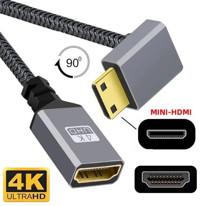 Alt view image 5 of 7 - AJMRTC 90 Degree Down Angled 4K TypeC & Mini HDMI 1.4 Male to HDMI Female Extension Cable, Downward Angle Video Adapter Cord for DV, MP4 Camera, DC Digital Camera, Laptop Camcorder Display Connection