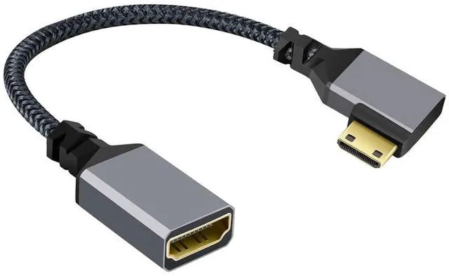 Main image of AJMRTC 90 Degree Right Angled 4K TypeC & Mini HDMI 1.4 Male to HDMI Female Extension Cable, RightAngle Video Adapter Cord for DV, MP4 Camera, DC Digital Camera, Laptop Camcorder Display Connection