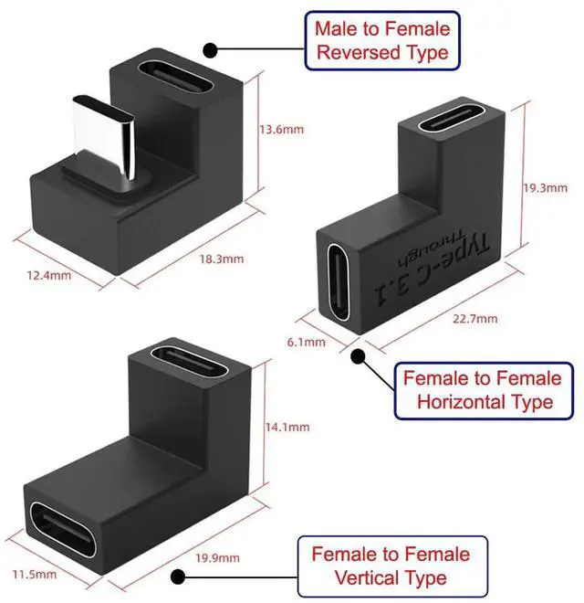 Alt view image 5 of 7 - AJMRTC 3Pcs Set USB 3.1 TypeC Male & Female to USBC Female Adapter,10Gbps HighSpeed Power Data Transfer Connector for NS Switch,Smartphones,USBC Laptops and USBC Peripherals