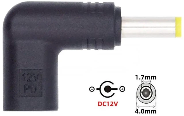 Alt view image 5 of 7 - AJMRTC 90Degree Angled USB 3.1 TypeC Female to DC 12V 4.0x1.7mm Plug PD Emulator Trigger Adapter,PD Decoy Power Converter for Compact Router,LED Strip,Security Camera and 12V DC Powered Gadgets