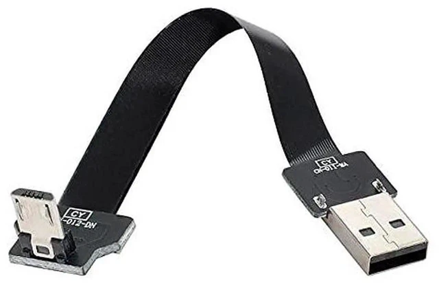 Alt view image 6 of 7 - AJMRTC DownAngled USB 2.0 TypeA Male to Micro USB 5Pin Male Flat Slim FPC Cable 50cm,480Mbps Flexible Ribbon Data Charge Cord for FPV Drone,Gimbal,External Disk,Android Phone and MicroUSB Devices