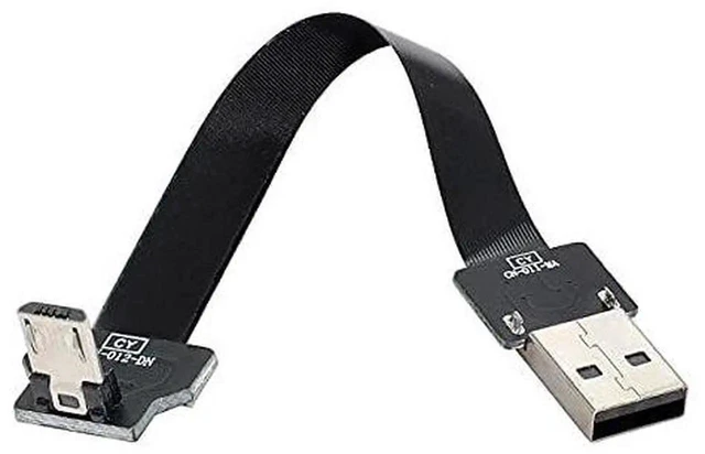 Alt view image 4 of 7 - AJMRTC DownAngled USB 2.0 TypeA Male to MicroUSB 5Pin Male Flat Slim FPC Cable 200cm,480Mbps Flexible Ribbon Data Charge Cord for FPV Drone,Gimbal,External Disk,Android Phone & MicroUSB Devices