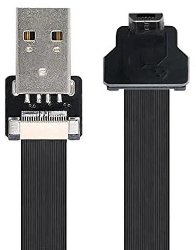 Alt view image 3 of 7 - AJMRTC DownAngled USB 2.0 TypeA Male to MicroUSB 5Pin Male Flat Slim FPC Cable 200cm,480Mbps Flexible Ribbon Data Charge Cord for FPV Drone,Gimbal,External Disk,Android Phone & MicroUSB Devices
