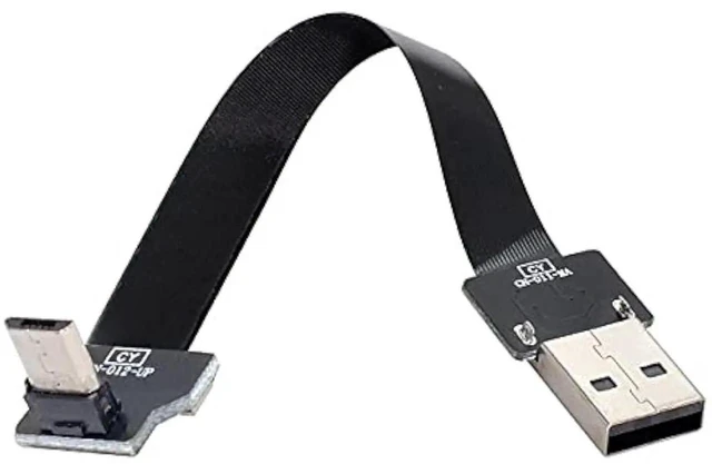 Main image of AJMRTC UpAngled USB 2.0 TypeA Male to MicroUSB 5Pin Male Flat Slim FPC Cable 200cm,480Mbps Flexible Ribbon Data Charge Cord for FPV Drone,Gimbal,External Disk,Android Phone and MicroUSB Devices
