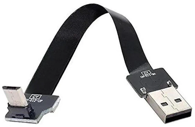 Main image of AJMRTC UpAngled USB 2.0 TypeA Male to MicroUSB 5Pin Male Flat Slim FPC Cable 100cm,480Mbps Flexible Ribbon Data Charge Cord for FPV Drone,Gimbal,External Disk,Android Phone and MicroUSB Devices