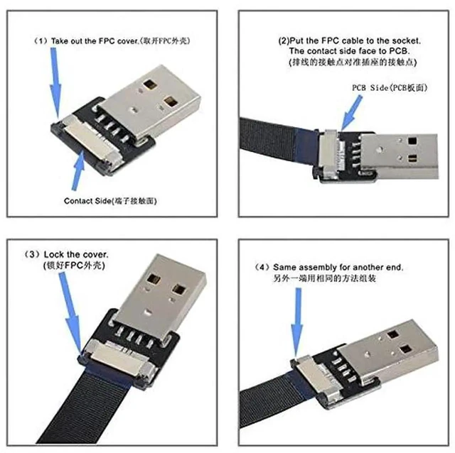 Alt view image 2 of 7 - AJMRTC UpAngled USB 2.0 TypeA Male to MicroUSB 5Pin Male Flat Slim FPC Cable 100cm,480Mbps Flexible Ribbon Data Charge Cord for FPV Drone,Gimbal,External Disk,Android Phone and MicroUSB Devices
