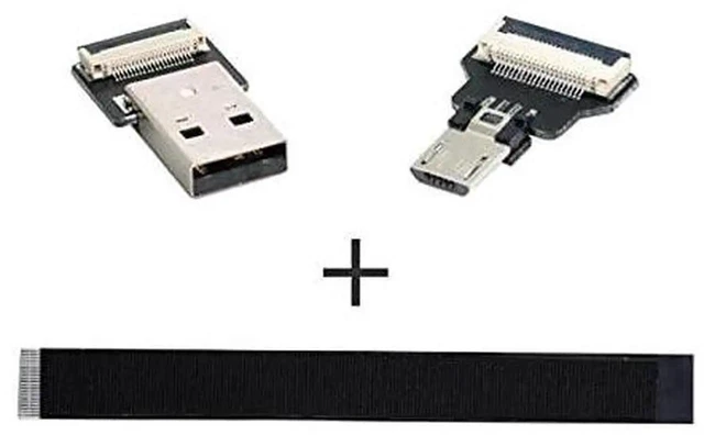 Alt view image 2 of 6 - AJMRTC Straight USB 2.0 TypeA Male to MicroUSB 5Pin Male Flat Slim FPC Cable 50cm,480Mbps Flexible Ribbon Data Charge Cord for FPV Drone,Gimbal,External Disk,Android Phone and MicroUSB Devices