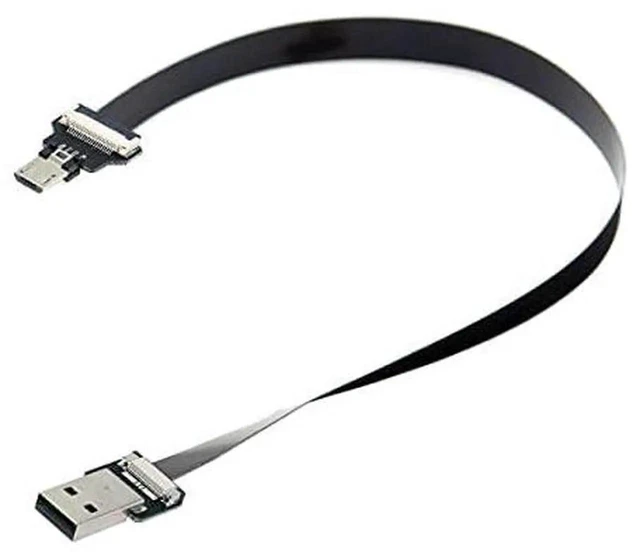 Alt view image 5 of 6 - AJMRTC Straight USB 2.0 TypeA Male to MicroUSB 5Pin Male Flat Slim FPC Cable 50cm,480Mbps Flexible Ribbon Data Charge Cord for FPV Drone,Gimbal,External Disk,Android Phone and MicroUSB Devices