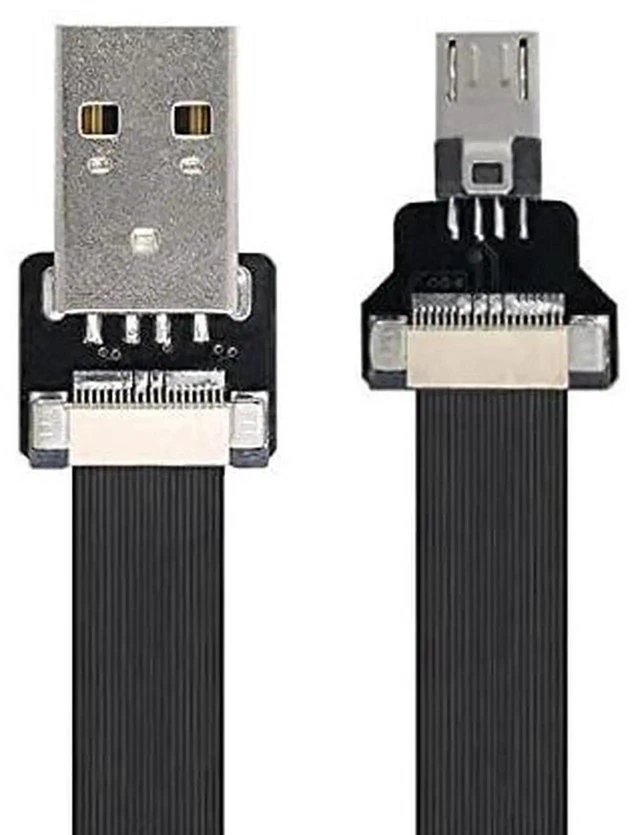 Alt view image 4 of 6 - AJMRTC Straight USB 2.0 TypeA Male to MicroUSB 5Pin Male Flat Slim FPC Cable 50cm,480Mbps Flexible Ribbon Data Charge Cord for FPV Drone,Gimbal,External Disk,Android Phone and MicroUSB Devices