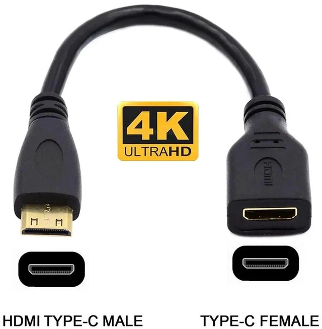 Alt view image 3 of 7 - AJMRTC 15cm MiniHDMI TypeC Female to MiniHDMI TypeC Male Extension Cable,HighSpeed 4K 1080P Video Audio Cord for DSLR Camera,Camcorder,HDTV,Monitor,Projector and MiniHDMIEquipped Portable Devic