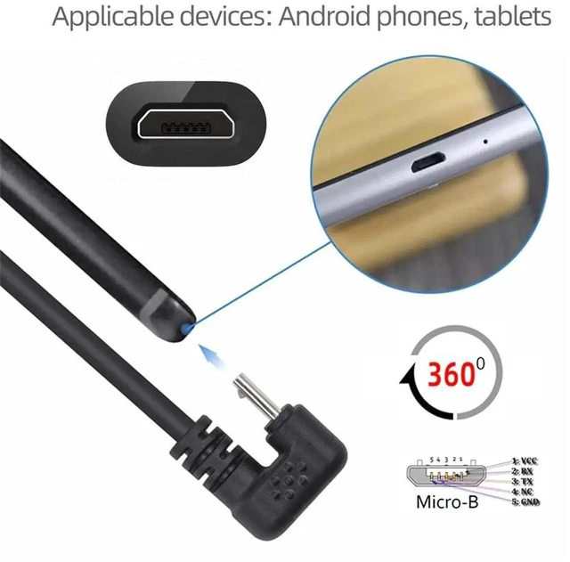Alt view image 2 of 7 - AJMRTC Micro USB 2.0 5Pin Male to Female Extension Cable, Opposite UShape Back Angled Micro USB Cord, 90 Degree Reverse Bend Power Data Extender for Laptop, Smartphone and Micro USB Enabled Devices