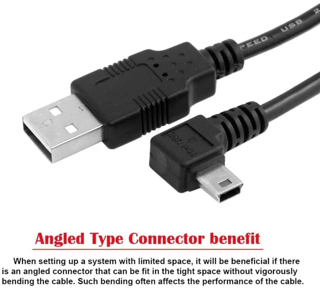 Alt view image 3 of 7 - AJMRTC Mini USB B Type 5Pin Left Angled 90 Degree to USB 2.0 Male Cable, 6FT 1.8M Left Angle Mini USB B Data Sync Charging Cord for Digital Cameras, DVRs, GPS Units and Mini USBB Compatible Devices