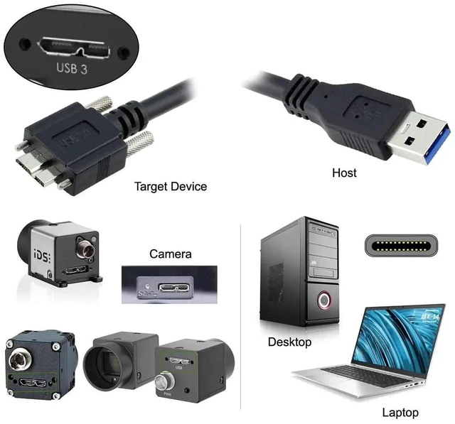 Alt view image 3 of 7 - AJMRTC 120cm USB 3.0 TypeA Male to Micro USB 3.0 B Male Cable with Panel Mount Screws, Screw Lock USB3.0 Data Sync Charging Cord for External Hard Drive, Hard Disk Enclosure and Compatible Micro USB
