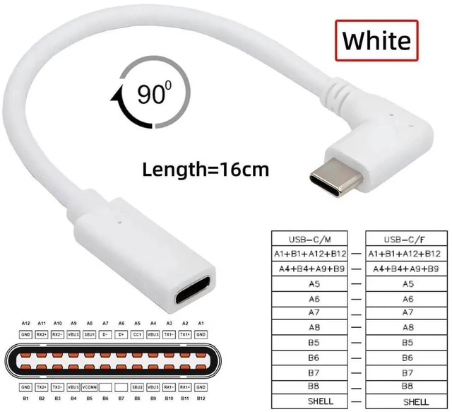 Alt view image 5 of 7 - AJMRTC 65W USBC Male to Female Extension Cable 17cm, 90 Degree Left & Right Angled Fast Charging Cord, USB 2.0 Data Transfer Power Extender for Laptop, Tablet, Smartphone and USBC Enabled Devices