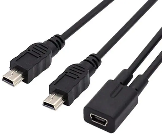 Main image of AJMRTC Mini USB 2.0 Female to Dual Mini USB 5Pin Male YSplitter Charge Cable, DC 5V OnetoTwo Power Extension Cord for GPS, Dash Cam, MP3 Player and MiniUSB 5Pin Legacy Devices
