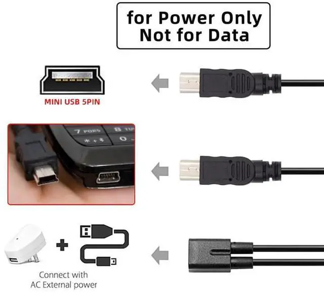 Alt view image 4 of 7 - AJMRTC Mini USB 2.0 Female to Dual Mini USB 5Pin Male YSplitter Charge Cable, DC 5V OnetoTwo Power Extension Cord for GPS, Dash Cam, MP3 Player and MiniUSB 5Pin Legacy Devices