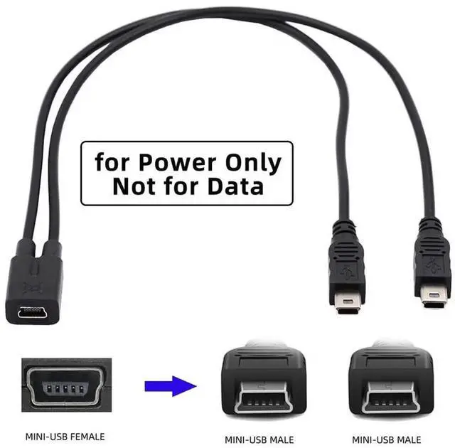 Alt view image 6 of 7 - AJMRTC Mini USB 2.0 Female to Dual Mini USB 5Pin Male YSplitter Charge Cable, DC 5V OnetoTwo Power Extension Cord for GPS, Dash Cam, MP3 Player and MiniUSB 5Pin Legacy Devices