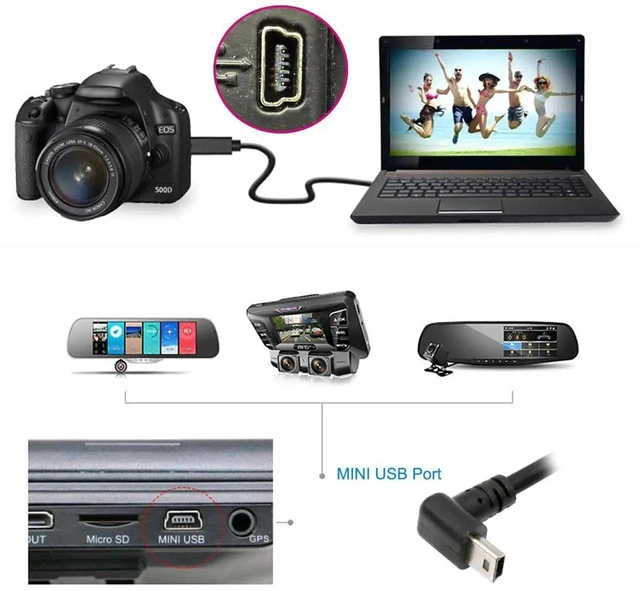 Alt view image 5 of 7 - AJMRTC Mini USB 2.0 TypeB 5Pin Male DownAngled 90 Degree to USB 2.0 TypeA Male Cable 150cm, 480Mbps Power Data Sync Cord for Digital Camera, GPS Navigator, MP3, MP4 and Legacy MiniUSBB Devices