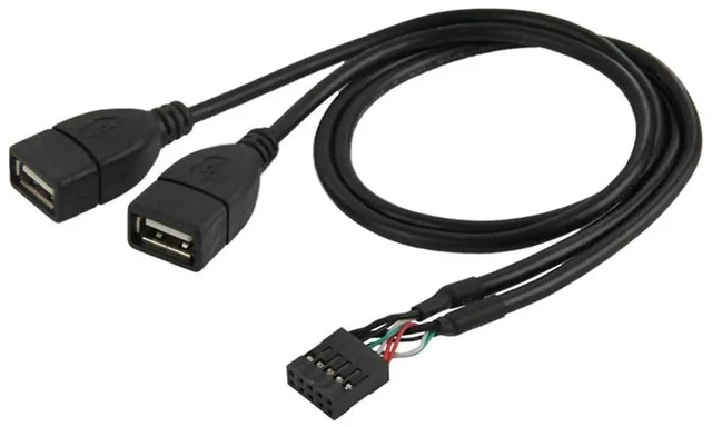 Main image of AJMRTC USB 2.0 9Pin /10Pin Motherboard Female Header to Dual USB2.0 TypeA Female Adapter Cable 50cm, Internal PC Expansion Cord for Desktop DIY Mod, FrontPanel USB Port Extension & Peripheral Conn