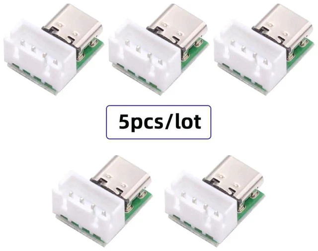 Alt view image 7 of 7 - AJMRTC 5Pack Vertical 4Pin USBC Female Solder Adapter, 2.54mm Pitch Wafer Socket USB2.0 TypeC Female Port Connector for Device Repair, DIY Electronics Prototyping and OEM Custom Projects