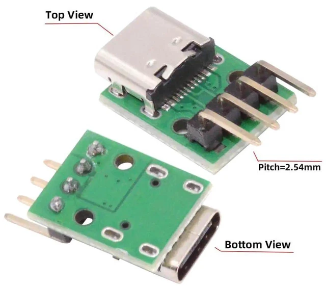 Alt view image 5 of 7 - AJMRTC 5Pack USBC Female Solder Adapter, 2.54mm Pitch 4Pin Header USB2.0 TypeC Female Socket for Device Port Repair, DIY Electronics Prototyping and Embedded Circuit Replacement Projects
