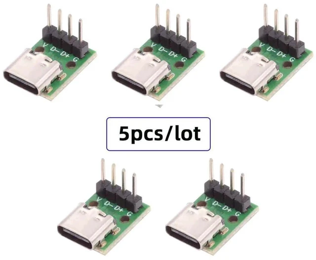 Alt view image 3 of 7 - AJMRTC 5Pack Vertical 4Pin USBC Female Solder Adapter, 2.54mm Pitch Header USB2.0 TypeC Female Socket for Port Repair, DIY Electronics Prototyping and Embedded Circuit Replacement