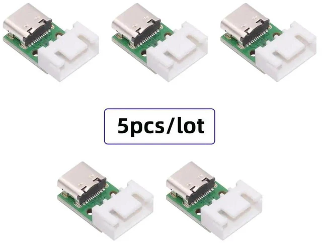 Alt view image 4 of 7 - AJMRTC 5Pack USBC Female Solder Adapter with Wafer Socket, 2.54mm Pitch 4Pin USB2.0 TypeC Female Socket for Port Repair Replacement, DIY Electronics Prototyping and Embedded Circuit Projects