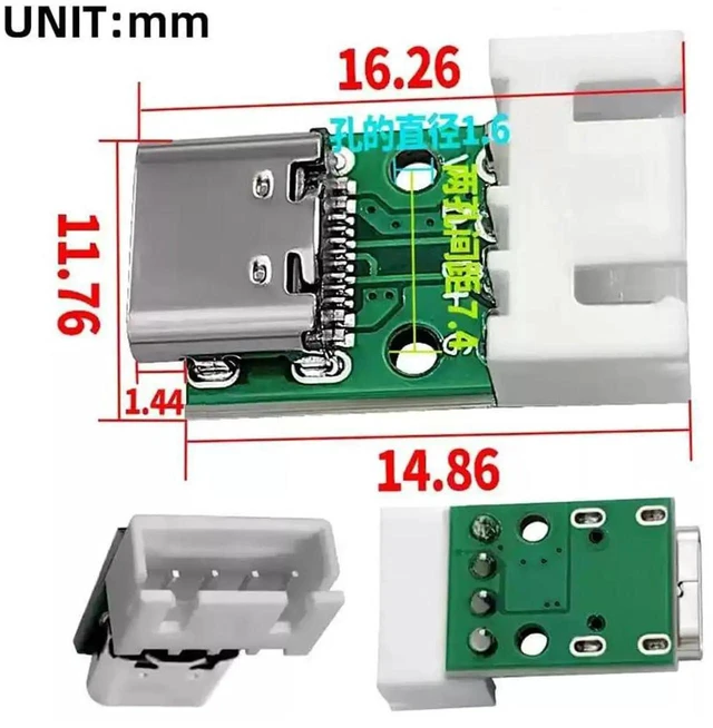 Alt view image 7 of 7 - AJMRTC 5Pack USBC Female Solder Adapter with Wafer Socket, 2.54mm Pitch 4Pin USB2.0 TypeC Female Socket for Port Repair Replacement, DIY Electronics Prototyping and Embedded Circuit Projects