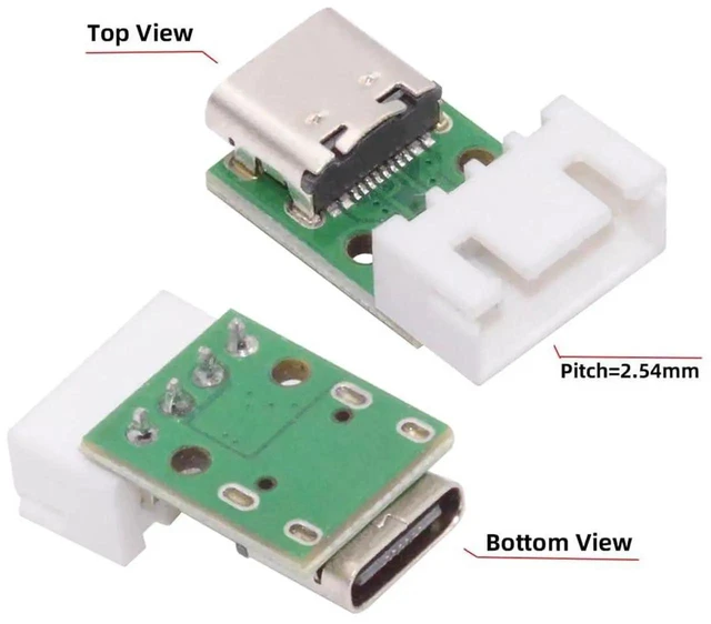 Alt view image 6 of 7 - AJMRTC 5Pack USBC Female Solder Adapter with Wafer Socket, 2.54mm Pitch 4Pin USB2.0 TypeC Female Socket for Port Repair Replacement, DIY Electronics Prototyping and Embedded Circuit Projects
