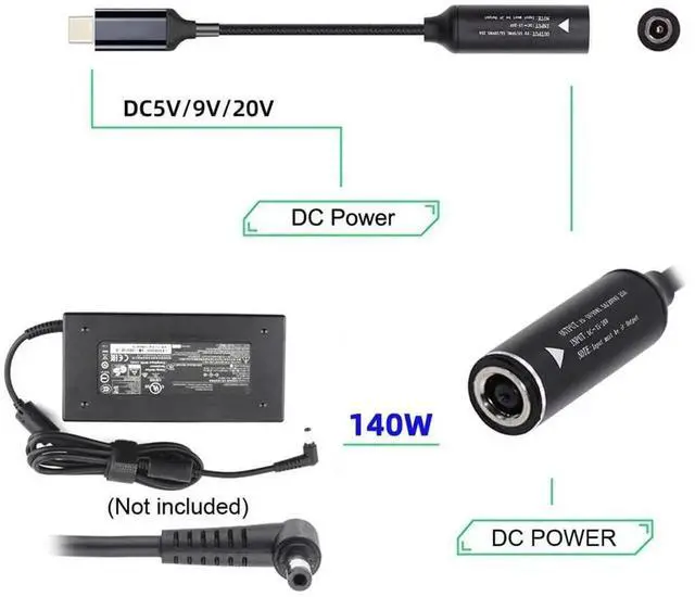 Alt view image 6 of 7 - AJMRTC 140W DC Jack 7.4x5.0mm to USBC TypeC Charging Cable 18cm, PD 5V 9V 20V 7A DC Input Power Cord, DCBarrel to TypeC Fast Charger Cable for USBC Laptops Phones Tablets PD Enabled Devices