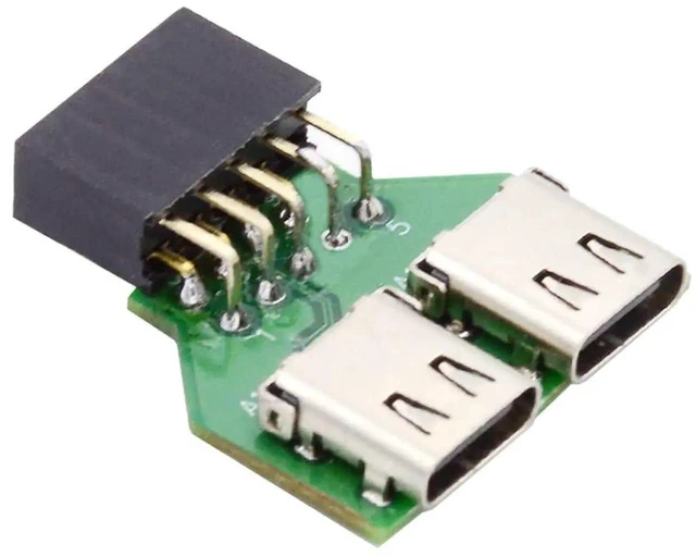 Main image of AJMRTC DualPort USBC Female to USB 2.0 Motherboard 9Pin 10Pin Header Adapter PCBA, 480Mbps USB3.1 Gen1 Internal FrontPanel Converter for Desktop PC Motherboard Internal USB2.0 Header Port Expansi