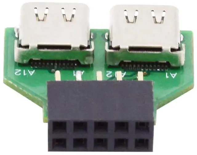 Main image of AJMRTC USB 3.1 TypeC Dual Female to USB 2.0 9Pin 10Pin Motherboard Header PCBA Adapter,480Mbps Internal USBC Converter for Desktop PC Front Panel DIY Assembly