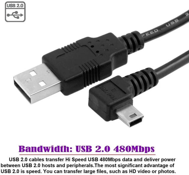 Alt view image 4 of 7 - AJMRTC Mini USB B Type 5Pin Left 90 Degree Angled Male to USB 2.0 Male Data Cable 5M, EMI Ferrite Core Shielded Cord for Digital Cameras, DVRs, GPS, Legacy MiniB 5Pin Devices