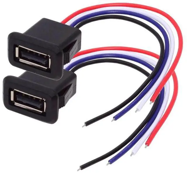 Main image of AJMRTC 2Pcs Set DIY TypeA Female Socket Latch Mount Open End 4Pin Wire Cable, DC 5V Power & Data Extension Cord for Custom Wiring, DIY Project, Equipment Modification