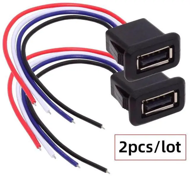 Alt view image 7 of 7 - AJMRTC 2Pcs Set DIY TypeA Female Socket Latch Mount Open End 4Pin Wire Cable, DC 5V Power & Data Extension Cord for Custom Wiring, DIY Project, Equipment Modification