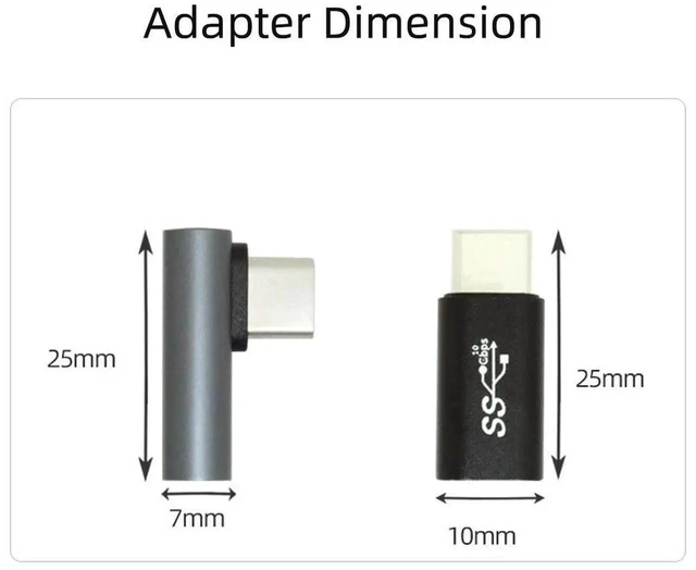 Alt view image 7 of 7 - AJMRTC 2Pcs Lot Straight & LowProfile Angled USB 3.1 Gen2 TypeC Male to Female Adapter,10Gbps Data & Power Extension Connector for Nintendo Switch,Smartphone,Tablet,USBC Devices