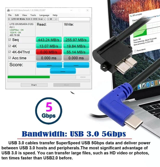 Alt view image 4 of 7 - AJMRTC 90 Degree RightAngle USBC Host to Micro USB3.0 Male Cable, 5Gbps SuperSpeed Data Power Cord for Industrial Camera, External Storage Drives, Smartphones & Compact Space Installation